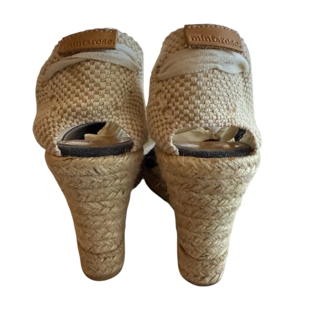 Mint and Rose Lolita Espadrille Wedge Metallic Goat Leather & Canvas EU37(US6.5)